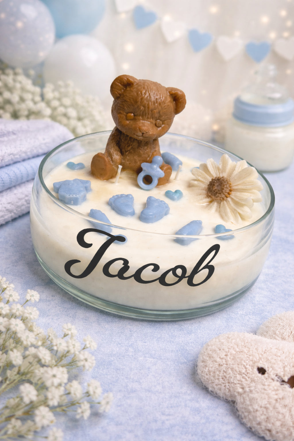 Chandelle personnalisée naissance & baptême | Cadeau bébé unique - 12 OZ