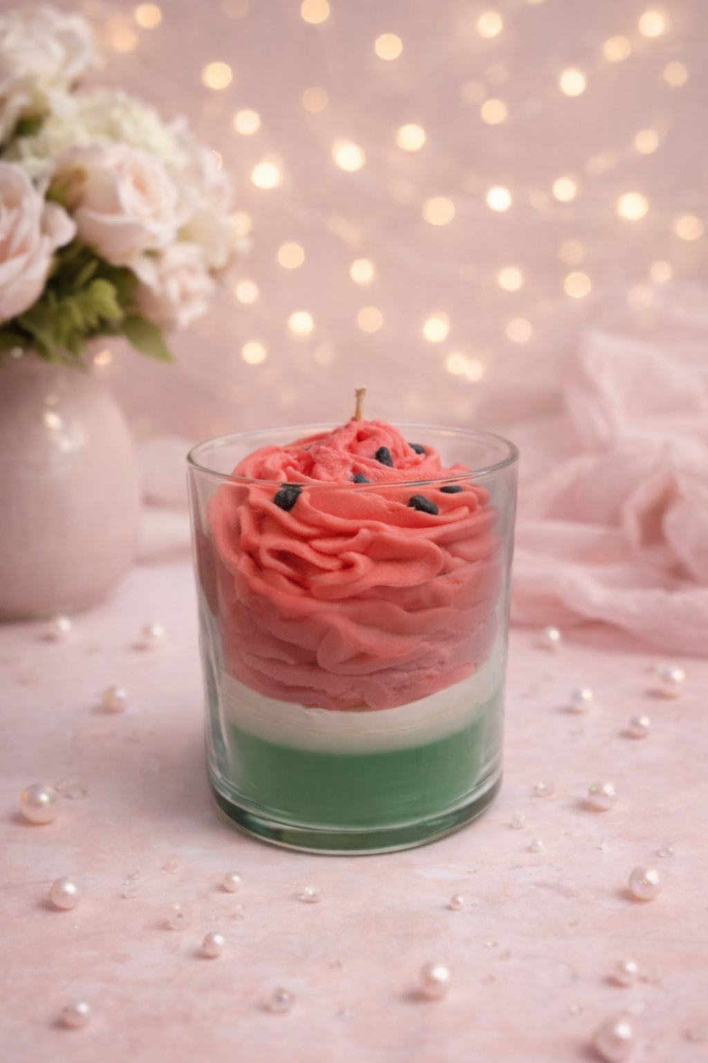 Chandelle gourmande à la cire de soja - Melon d’eau - 8 oz