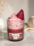 Chandelle gourmande Shortcake aux Fraises & Pêches à la cire de soja fabriquée au Québec